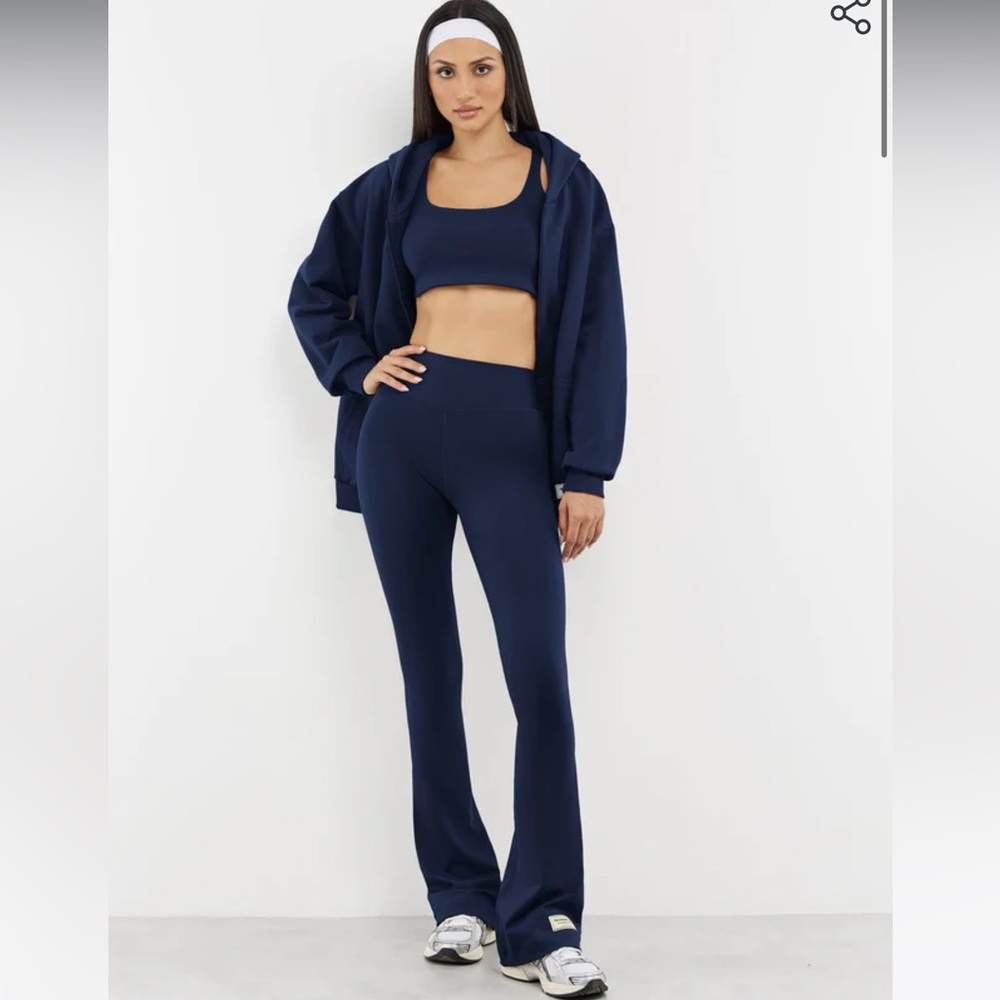 The Giving Movement Ribbed Flared Leggings in Navy - Picture 2 of 7